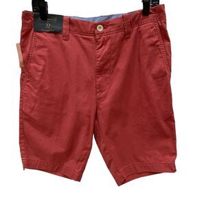 Roundtree Yorke Mens Chino Shorts Size 32 Inseam 9.5” Red Cotton MSRP $40 NEW